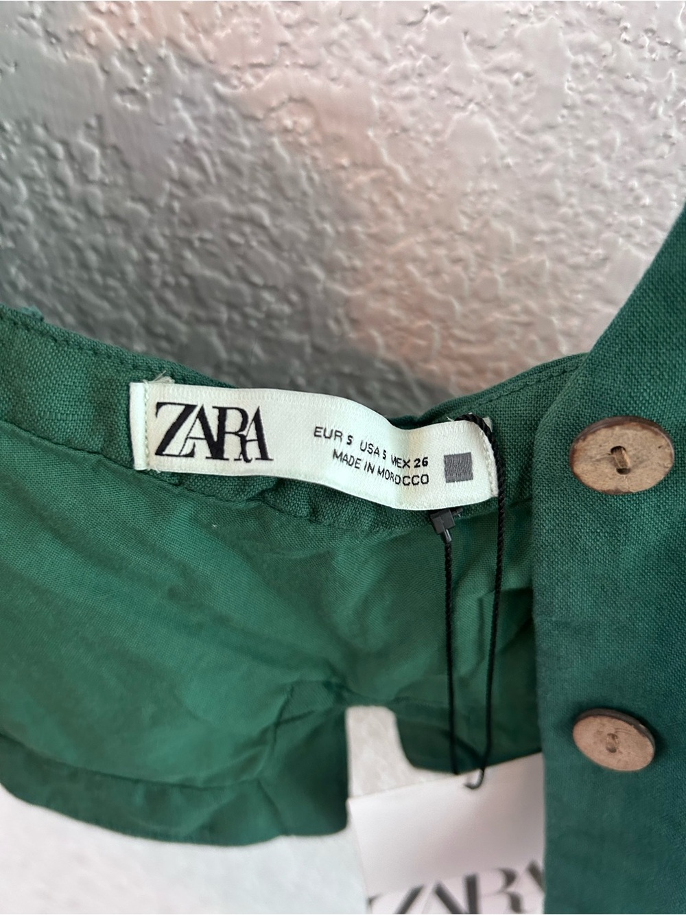 Zara Green Halter Vest Top Linen Cotton Blend Size Small - Picture 5 of 7